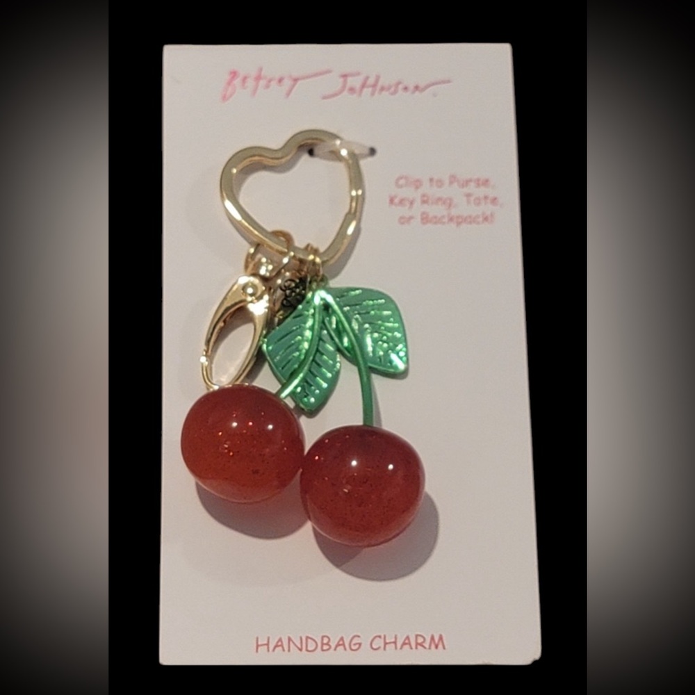 BETSEY JOHNSON Double Cherries Bag Purse Charm Keychain Viral TikTok YouTube NWT